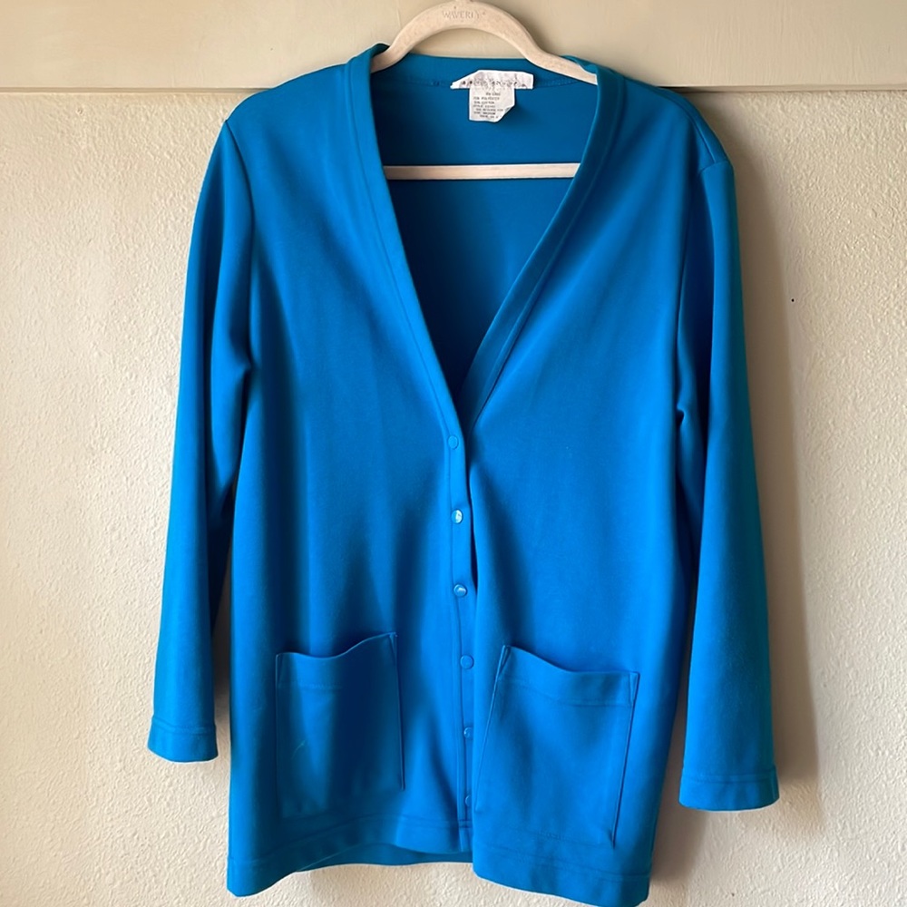 Vintage blue long sleeve snap button down cardigan